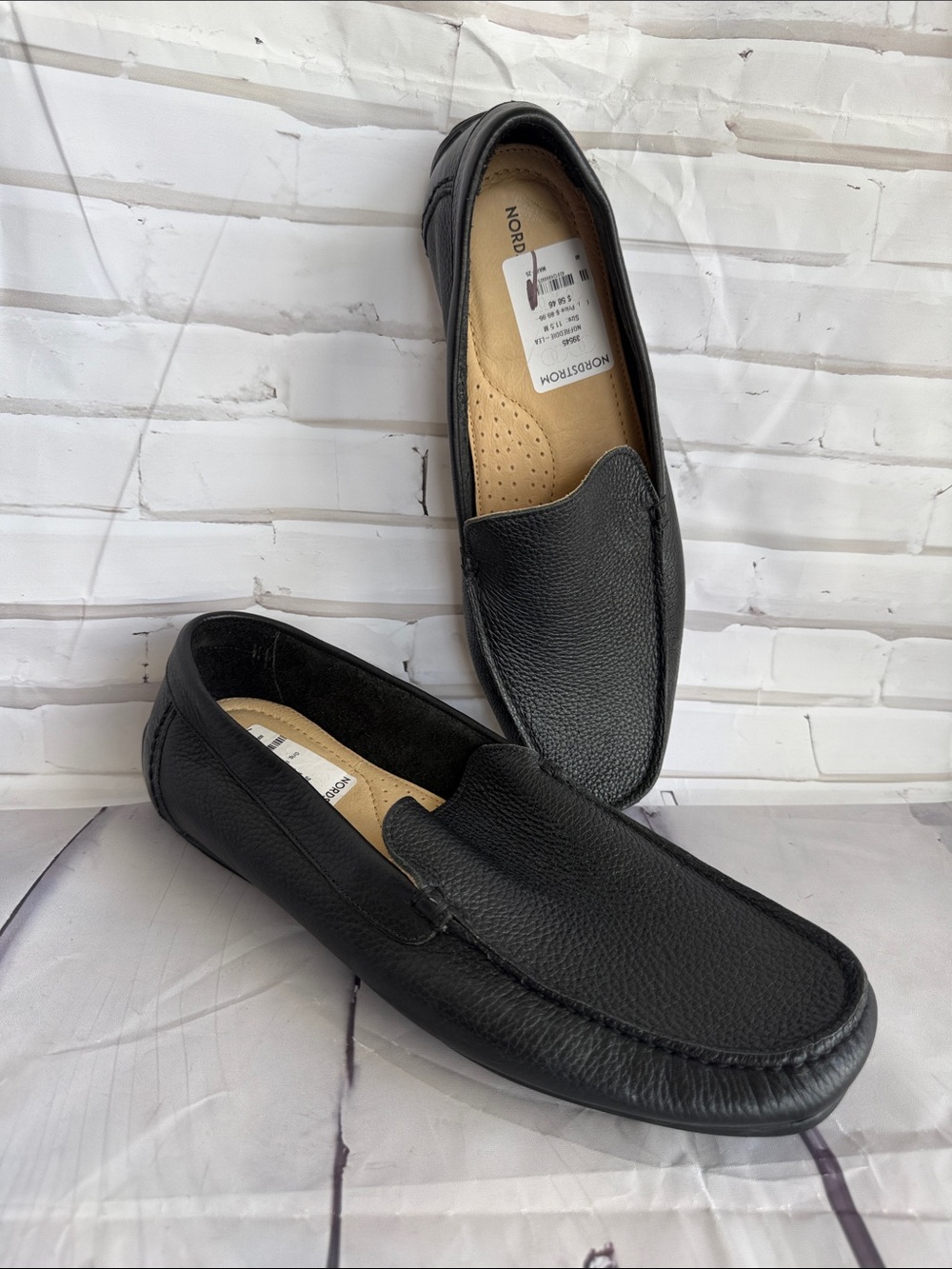 Nordstrom Freddie Black Leather Slip-On Loafers for Men - NWOB